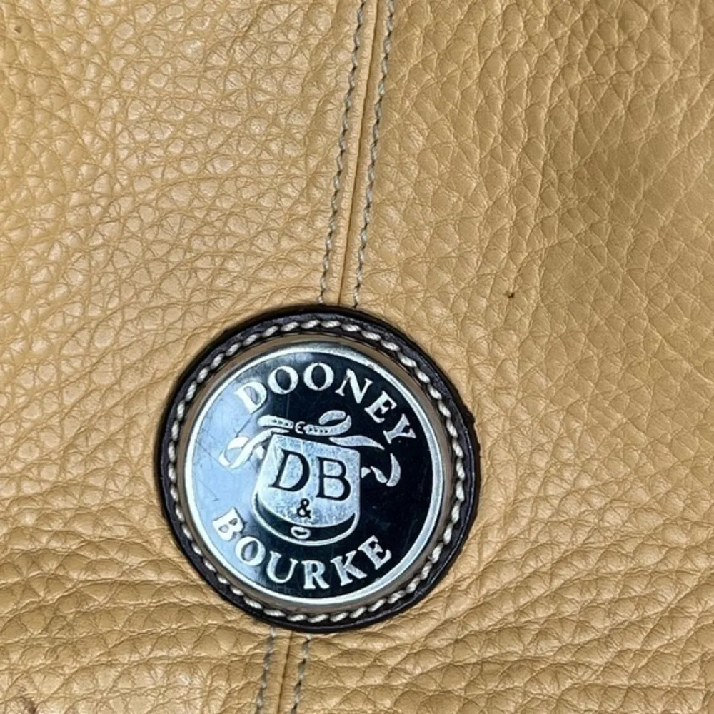 Dooney & Bourke Purse Crescent Mustard Tan Camel Brown Leather Shoulder Handbag